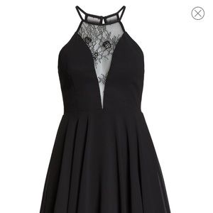 Lulus NWT black lace skater dress